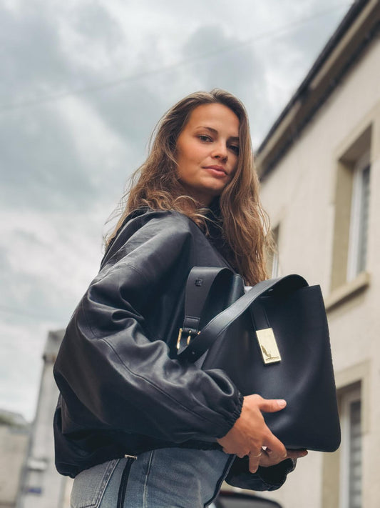 MOULIEBRE Sac Teresa Large en Cuir Noir