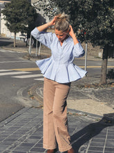 Charger l'image dans la galerie, GANNI Chemise Péplum à Rayures Bleue