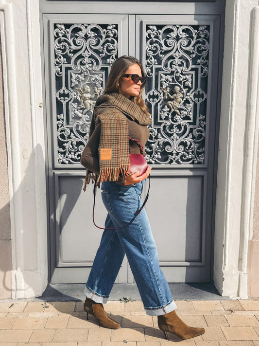 GANNI Écharpe Laine Mini Carreaux Multicolour