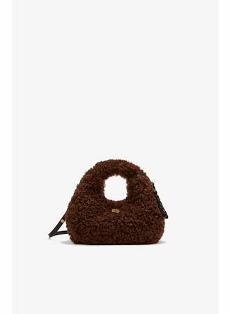 GANNI Hobo Mini Curl Fur - Demitasse