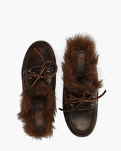Charger l'image dans la galerie, POSA Boat Loafer Mule Hairfy Fur - Burgundy