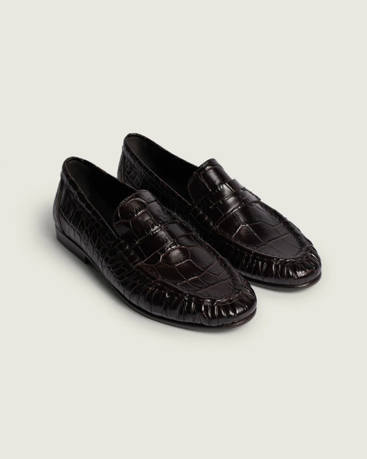 POSA Penny Loafer Wrinkle Croco Burgundy