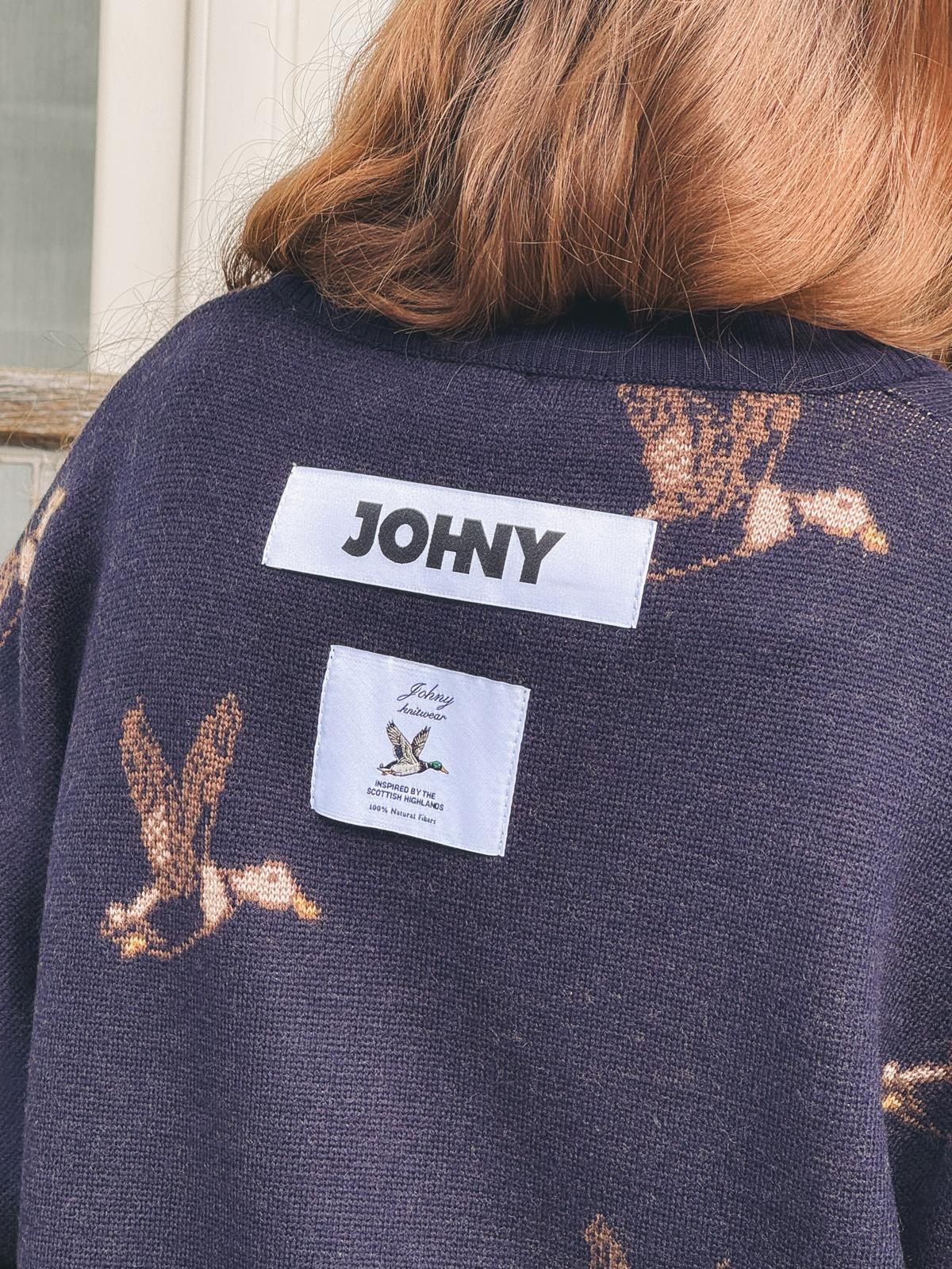 JOHNY Cardigan en Maille à Motif Canards Lia