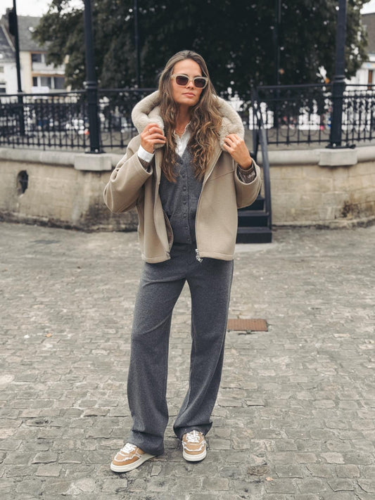 AUTRY Baskets Daim Shearling Cognac