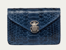 Charger l'image dans la galerie, Porte Cartes Python Alex Bleu Marine CLARIS VIROT