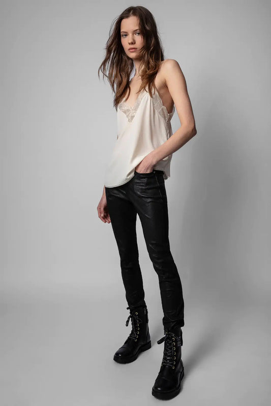 ZADIG&VOLTAIRE Top Christy en soie Ecru – vue 2