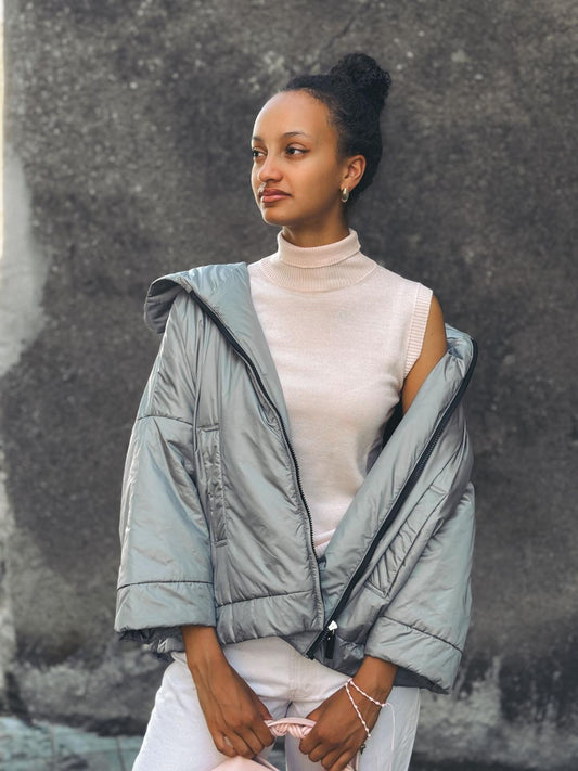 MAX MARA THE CUBE Manteau Matelassé Fiore Gris Acier