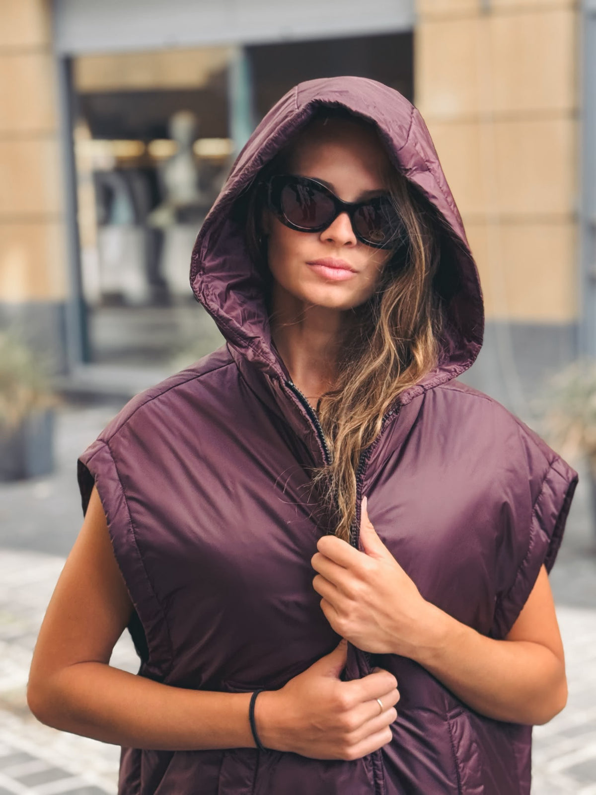 MAX MARA THE CUBE Gilet Ambra Bordeaux