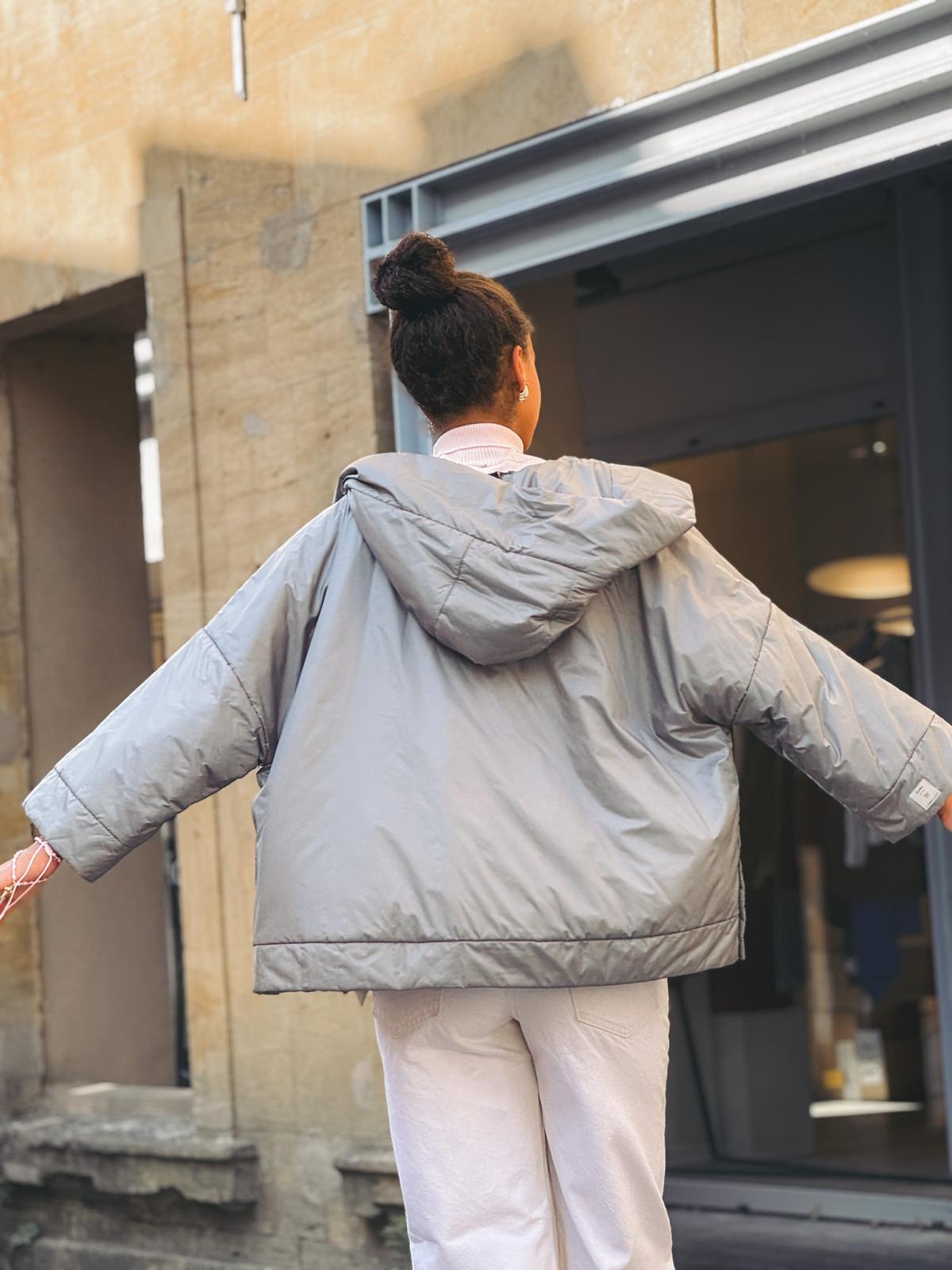 MAX MARA THE CUBE Manteau Matelassé Fiore Gris Acier