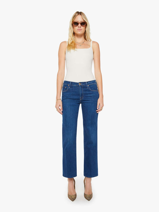 MOTHER Jean The Mid Rise Rambler Zip Flood Pinkies Up, vue de face