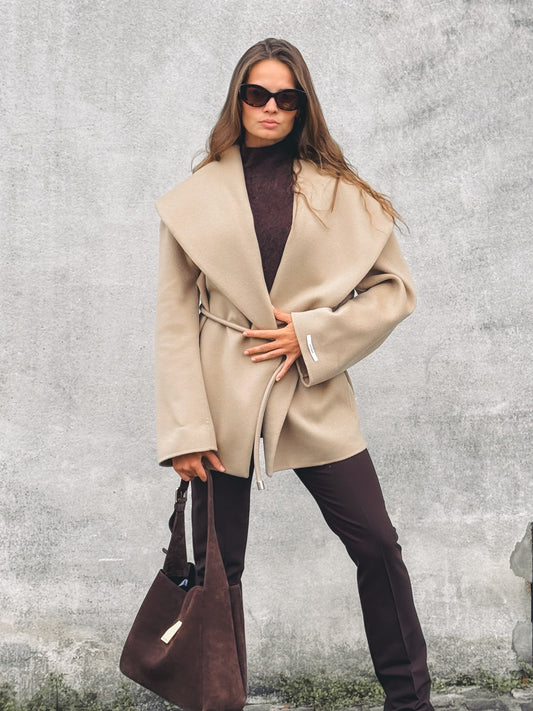 SPORTMAX Veste en Double de Pure Laine Poil de Chameau