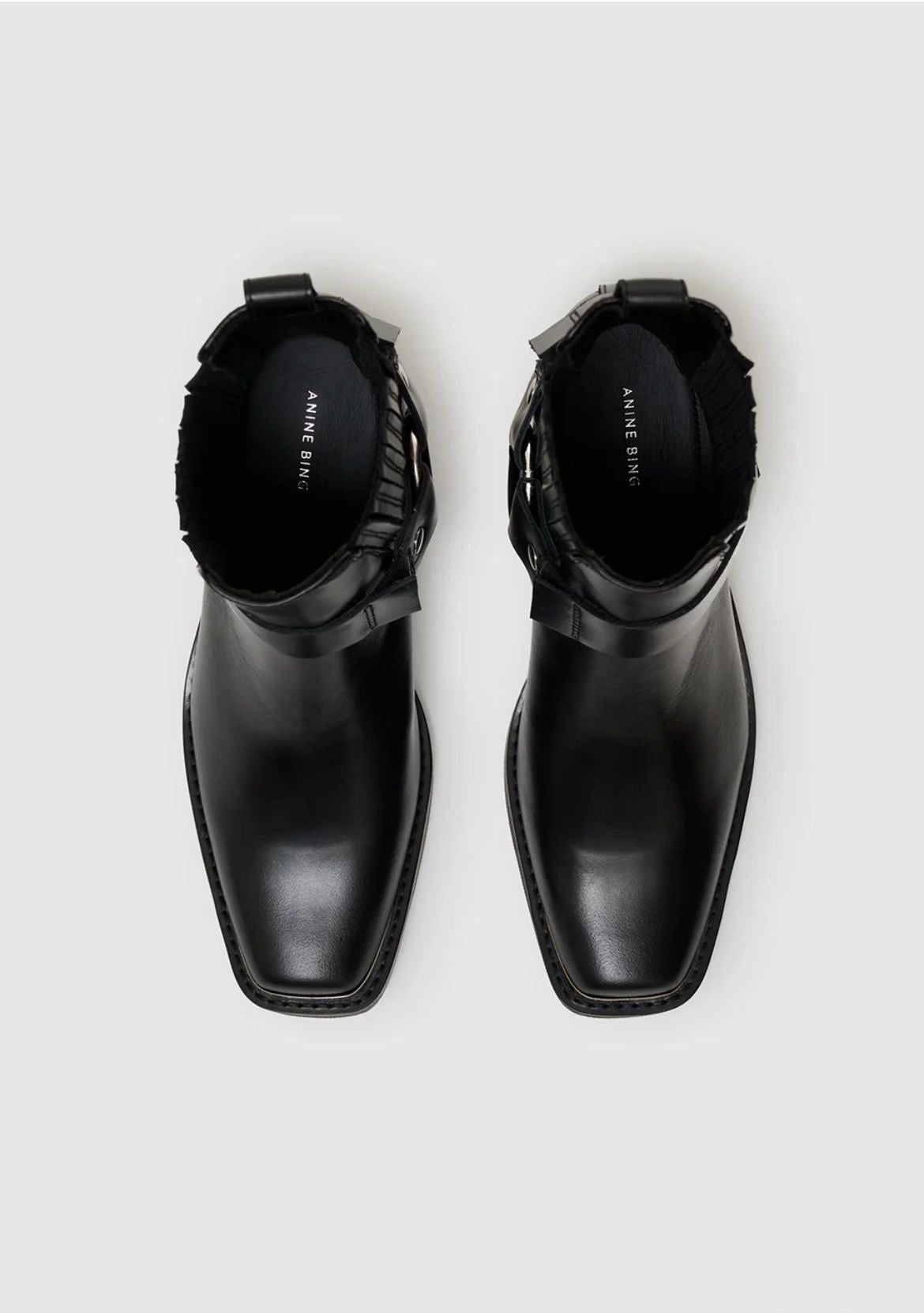 ANINE BING Bottines Biker Mid Noir – vue 5