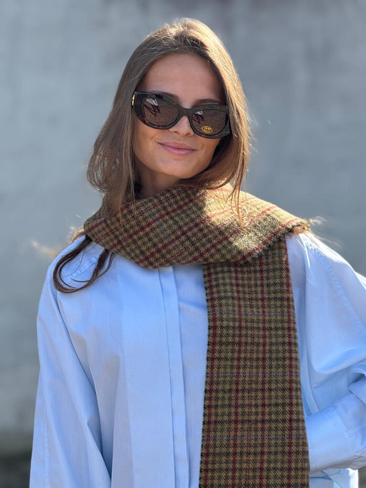 GANNI Écharpe Laine Mini Carreaux Multicolour