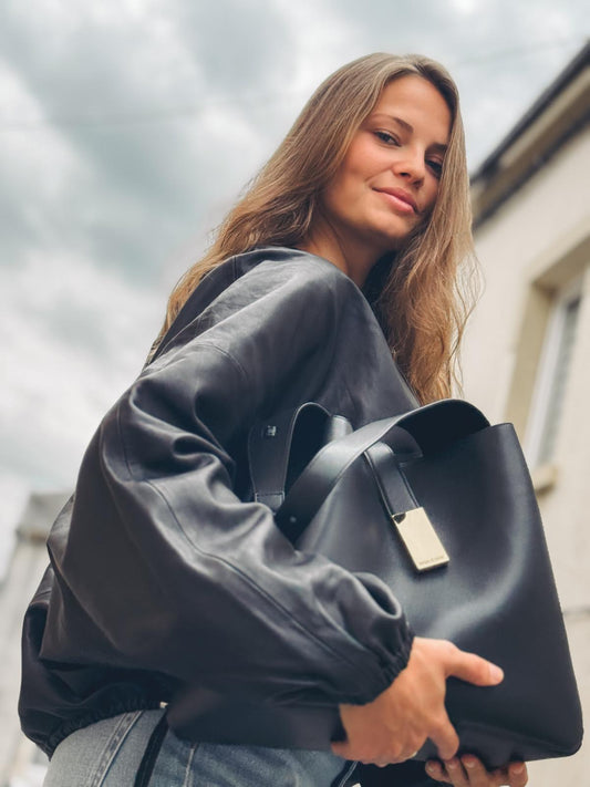 MOULIEBRE Sac Teresa Large en Cuir Noir