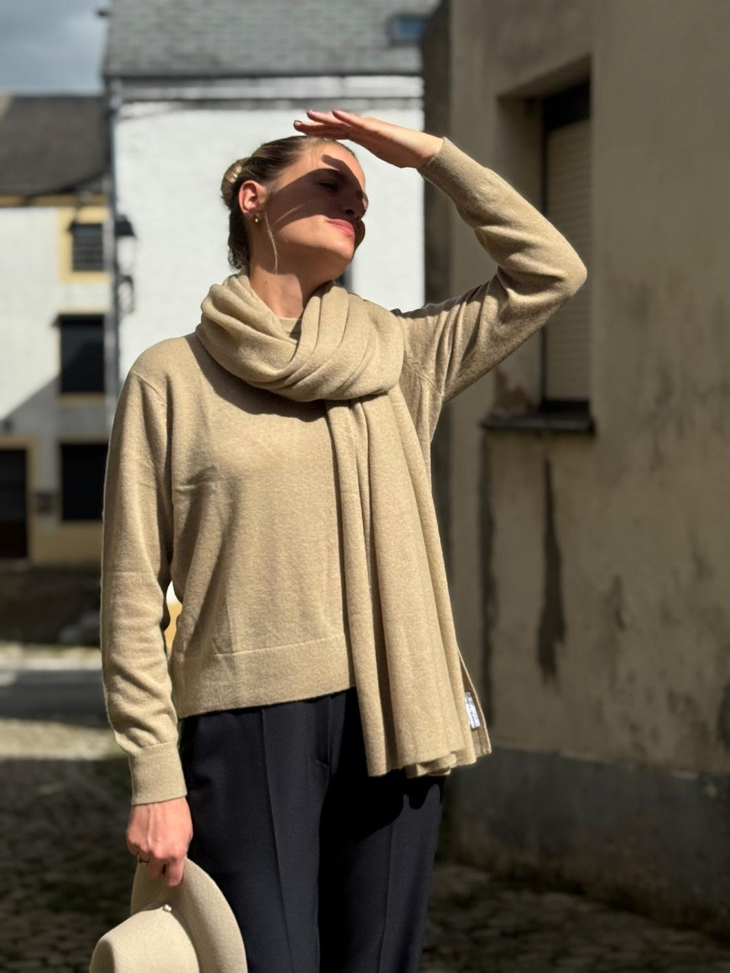 WHITE+WARREN Pull Cachemire Khaki