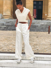 Charger l&#39;image dans la galerie, Pantalon Off-White Satin MARGAUX LONNBERG
