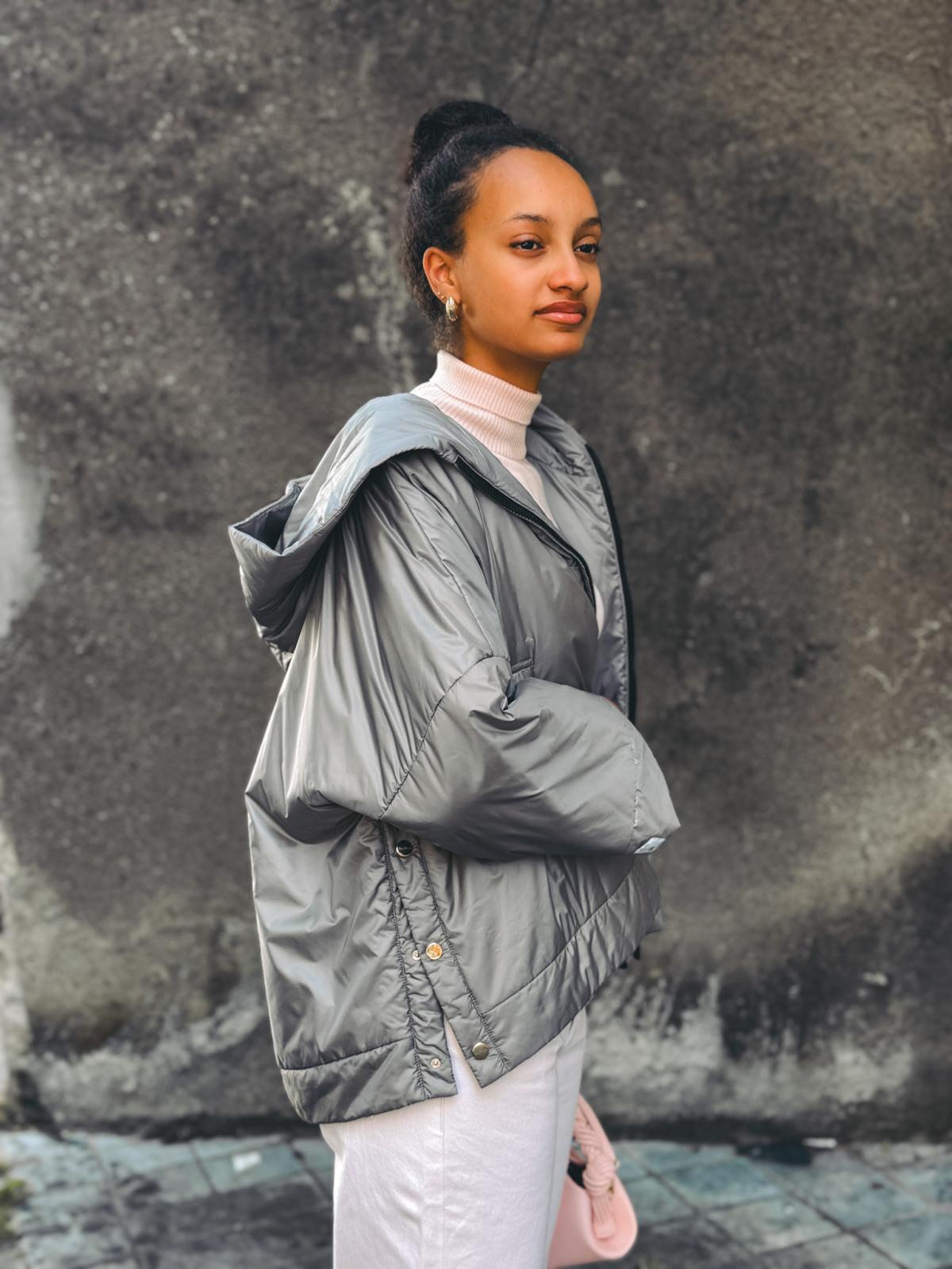 MAX MARA THE CUBE Manteau Matelassé Fiore Gris Acier