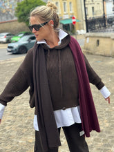 Charger l&#39;image dans la galerie, WHITE+WARREN Echarpe Cachemire Bicolore Bordeaux/Marron
