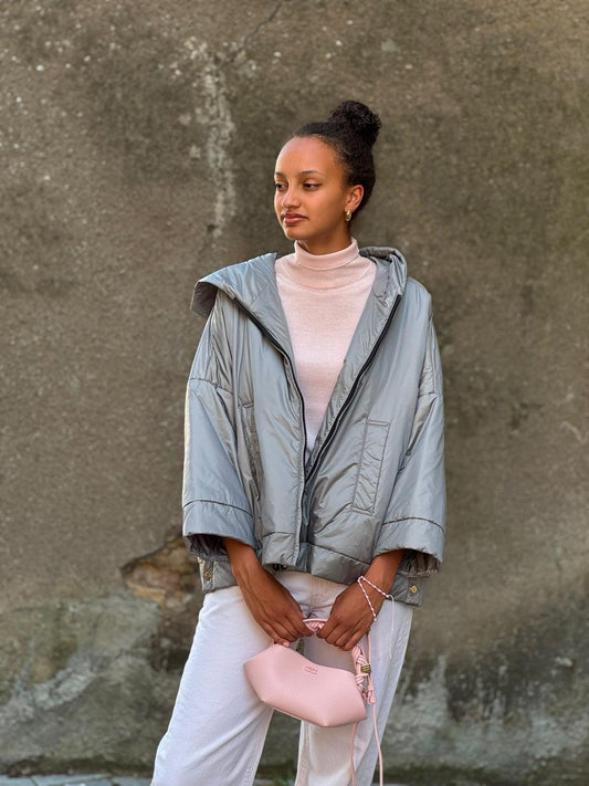 MAX MARA THE CUBE Manteau Matelassé Fiore Gris Acier