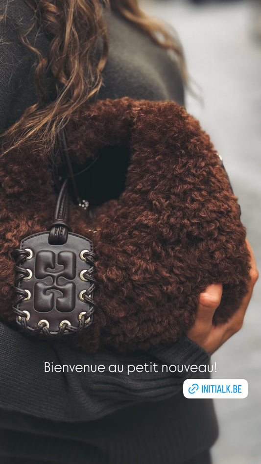 GANNI Hobo Mini Curl Fur - Demitasse