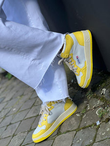 AUTRY Baskets Mid Cuir Yellow