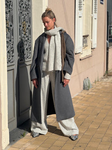 8PM Long Manteau Croisé Gris
