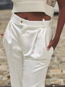 Pantalon Off-White Satin MARGAUX LONNBERG