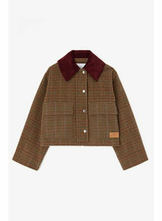GANNI Heavy Check Twill Short Barn Jacket - Multicolour