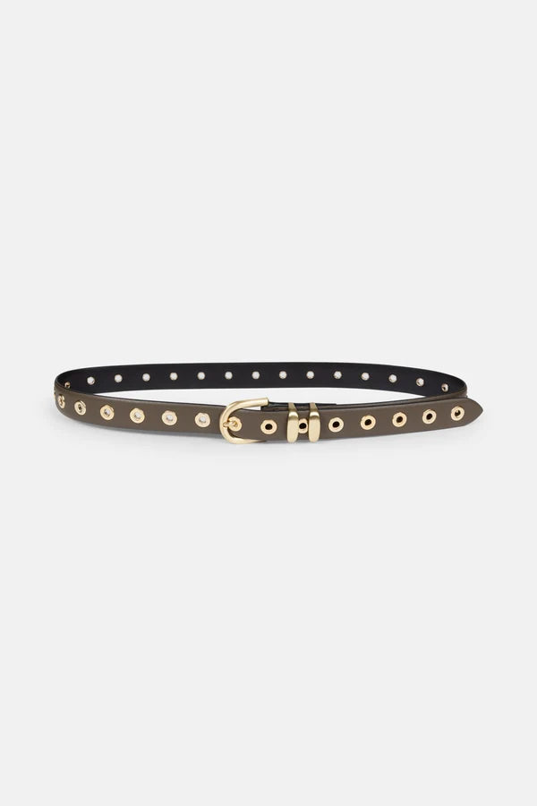 AME Ceinture en Cuir LEON-E Kaki