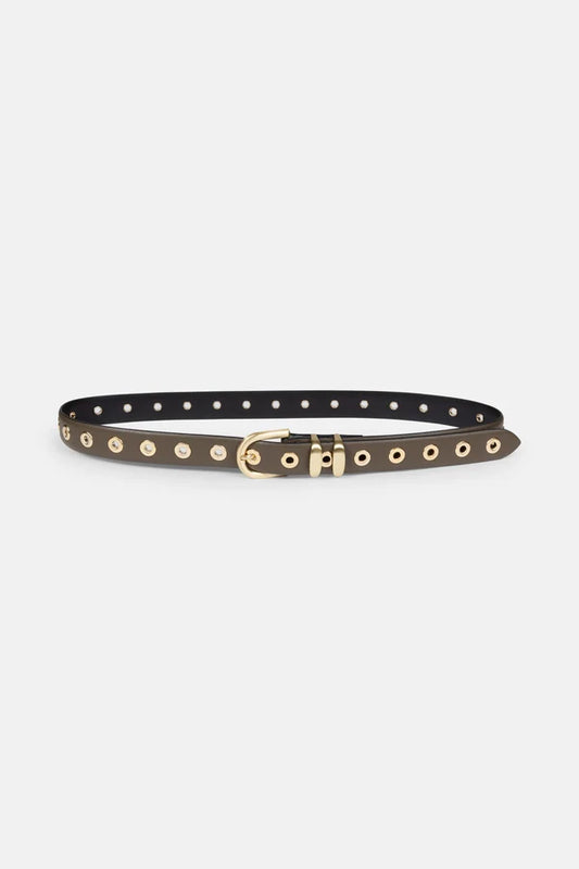 AME Ceinture en Cuir LEON-E Kaki