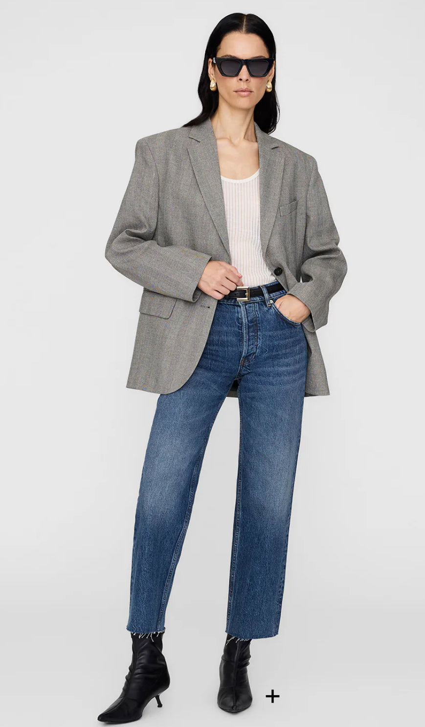 ANINE BING Blazer Quinn Ivoire and Black