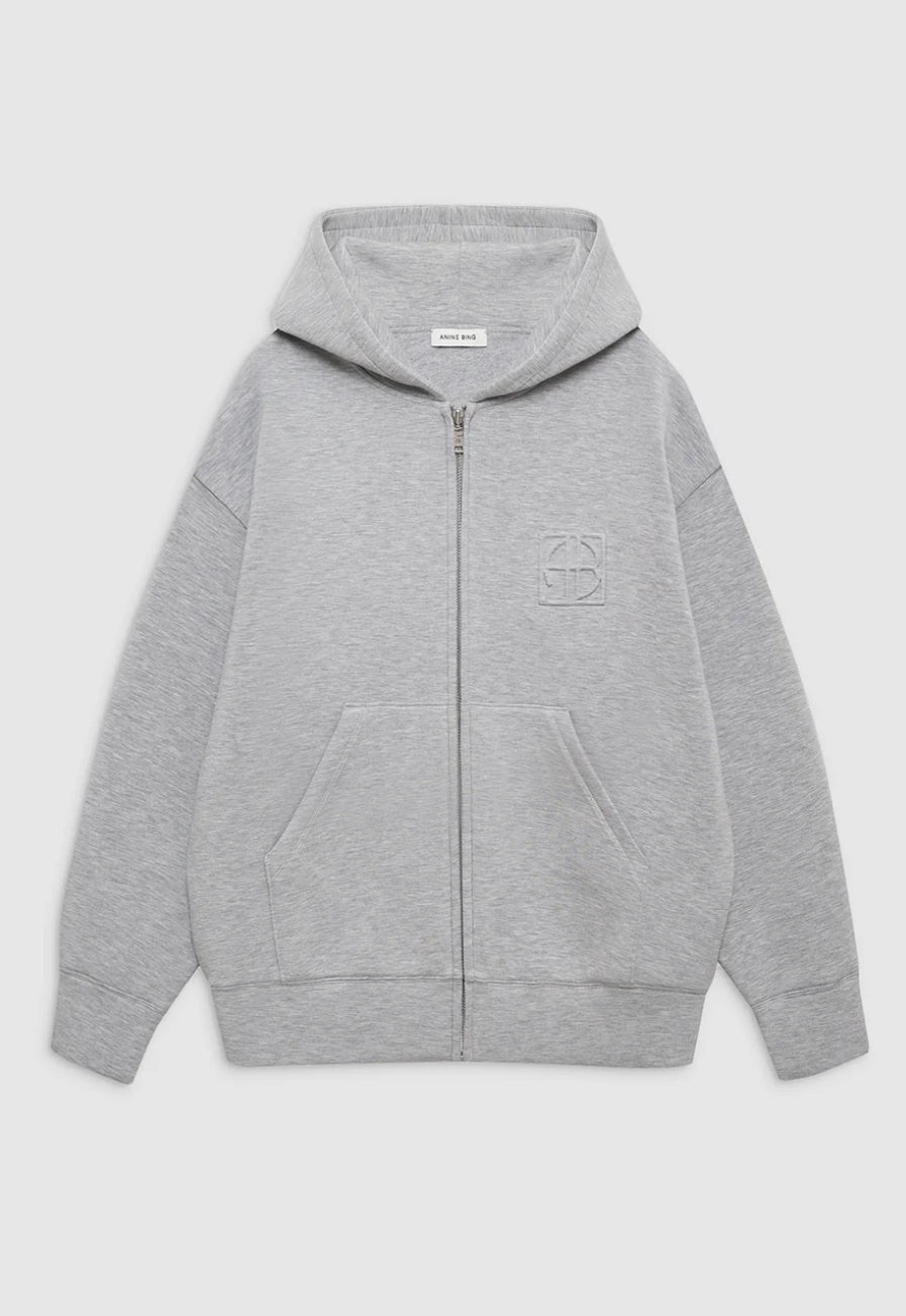 ANINE BING Bond Zip Up Hoodie Heather Grey
