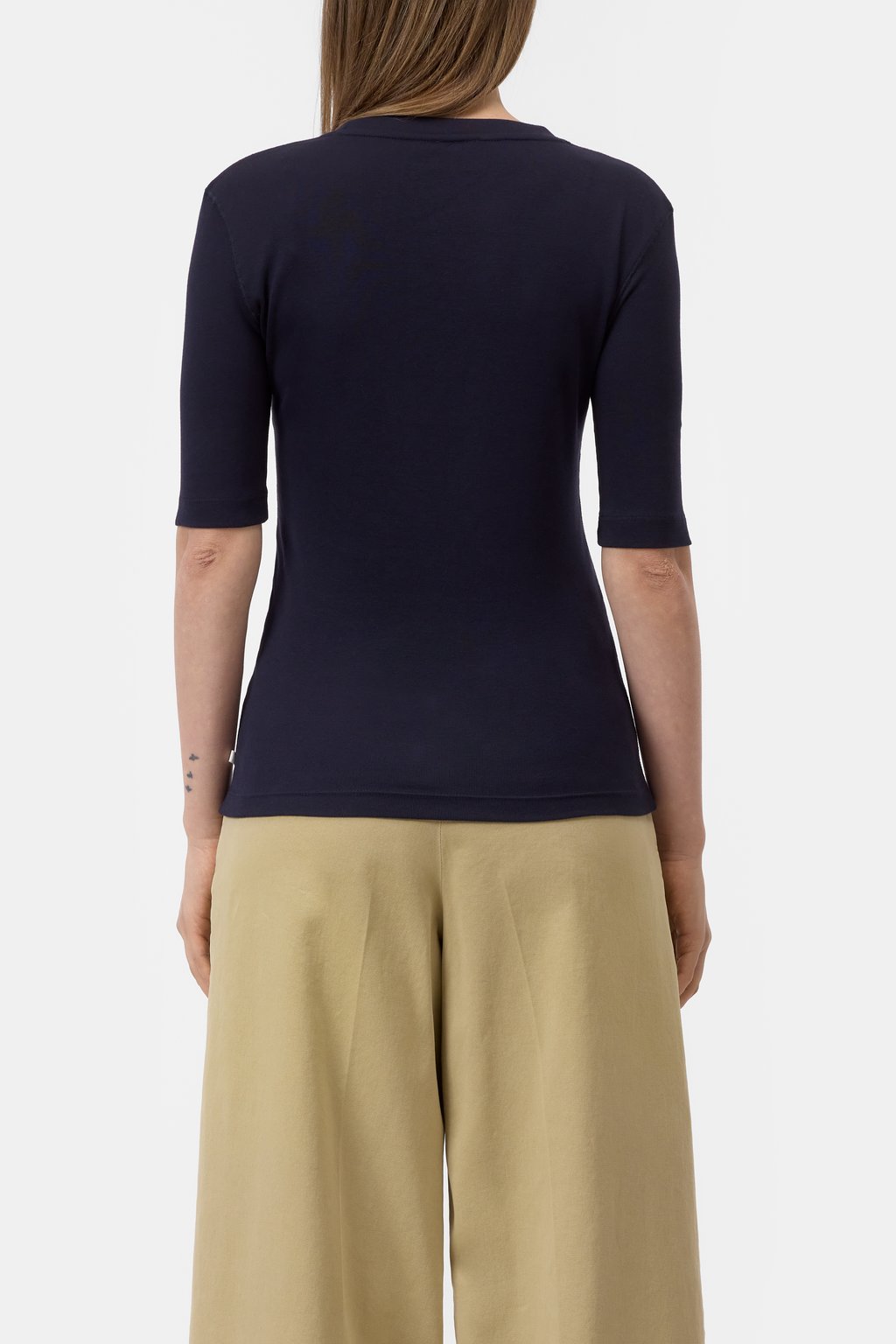 CLOSED T-shirt col rond bleu nuit, détail