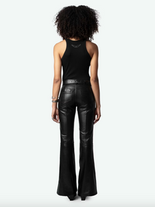 ZADIG & VOLTAIRE Pantalon en Cuir Lisse Noir