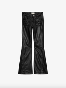 ZADIG & VOLTAIRE Pantalon en Cuir Lisse Noir