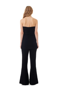 GANNI Viscose Strech Crepe Top Black