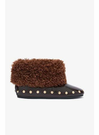 GANNI Jenny Low Boot Deep Shine Fur - Demitasse