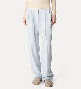 FORTE_FORTE Pantalon Baggy en Satin Bleu Ciel