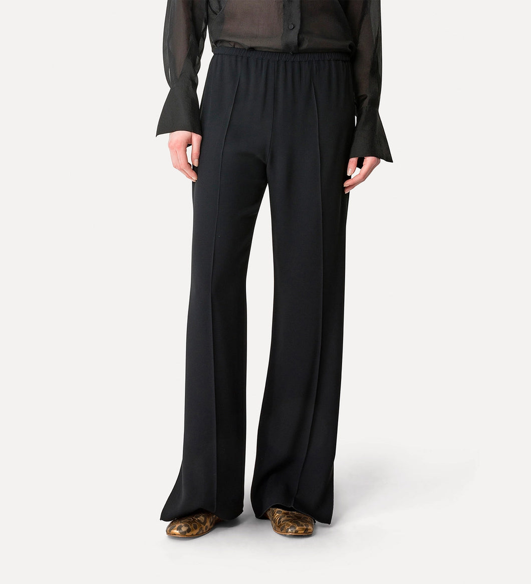 Forte_Forte Pantalon Palazzo en Satin Noir