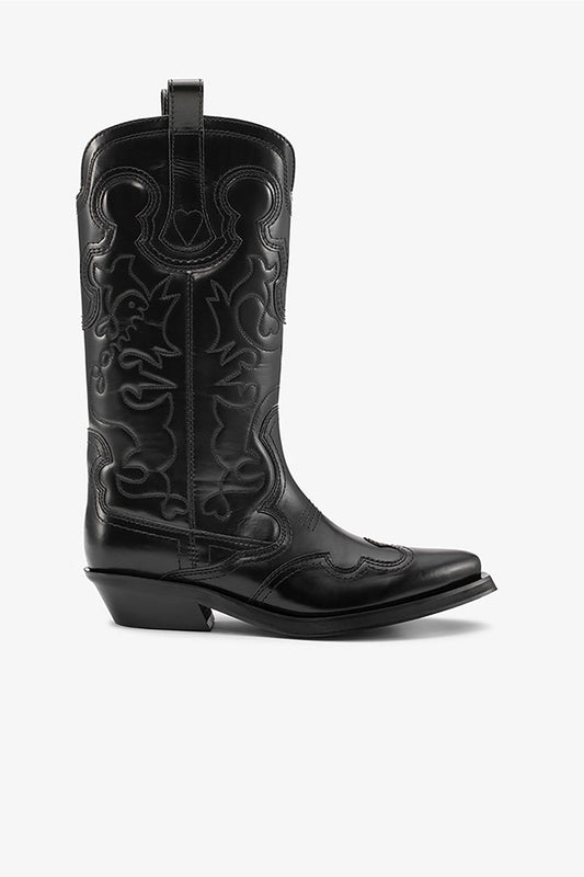 GANNI Bottes Western Black