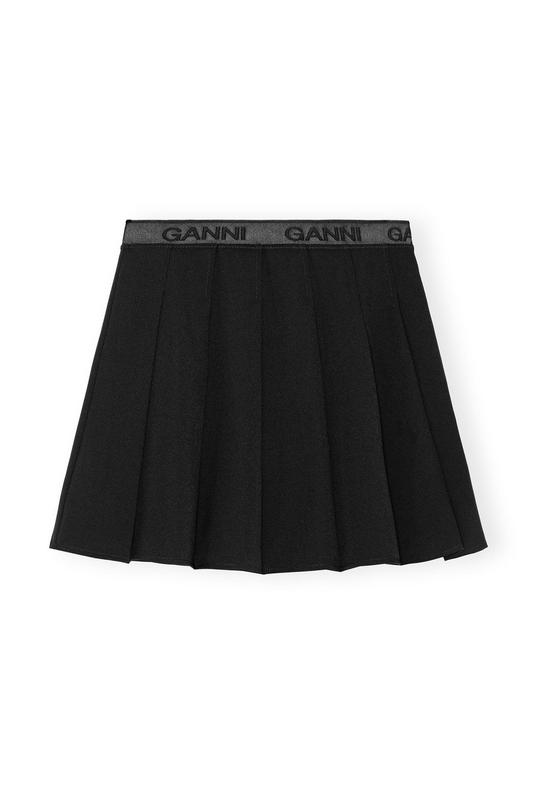 GANNI Mini Jupe Plissée en Sergé Noir