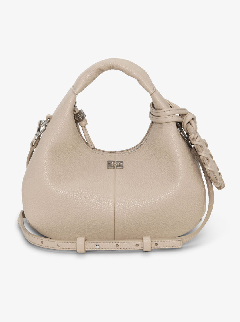 GANNI Mini Sac Hobo Gris Clair