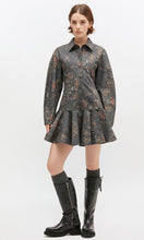 Charger l&#39;image dans la galerie, GANNI Robe Chemise Noire à Fleurs
