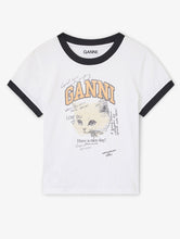 Charger l&#39;image dans la galerie, GANNI T-Shirt Court Blanc Imprimé Chat
