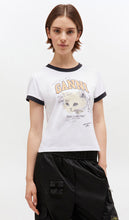 Charger l&#39;image dans la galerie, GANNI T-Shirt Court Blanc Imprimé Chat
