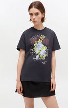 Charger l&#39;image dans la galerie, GANNI T-Shirt Noir Imprimé Rose
