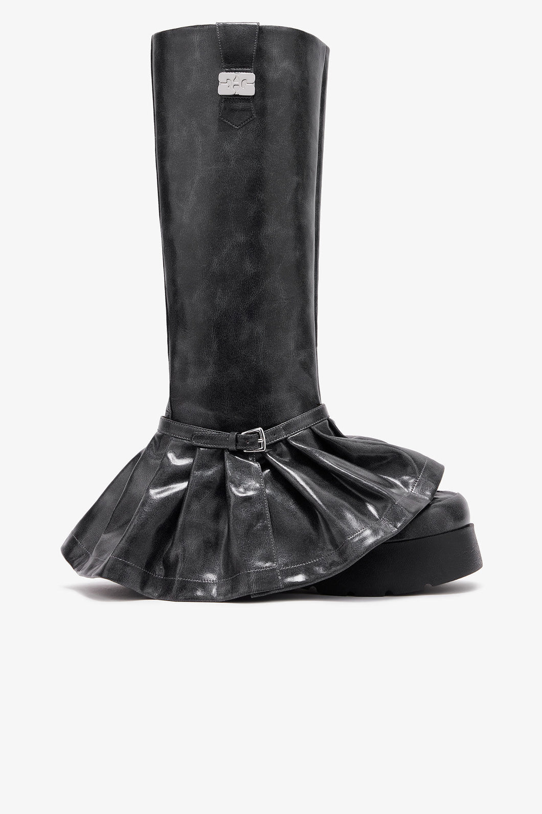 GANNI Bottes Hautes en Gris Foncé