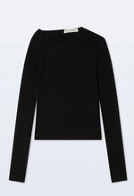 Charger l&#39;image dans la galerie, WHITE+WARREN Haut Asymétrique en Mérinos Extra-Fin Noir
