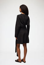 Charger l'image dans la galerie, GANNI Cady Crepe Draped Mini Dress - Black
