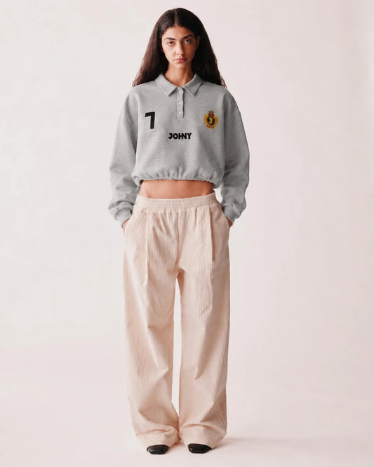 JOHNY MELLIE Polo Gris Manches Longues